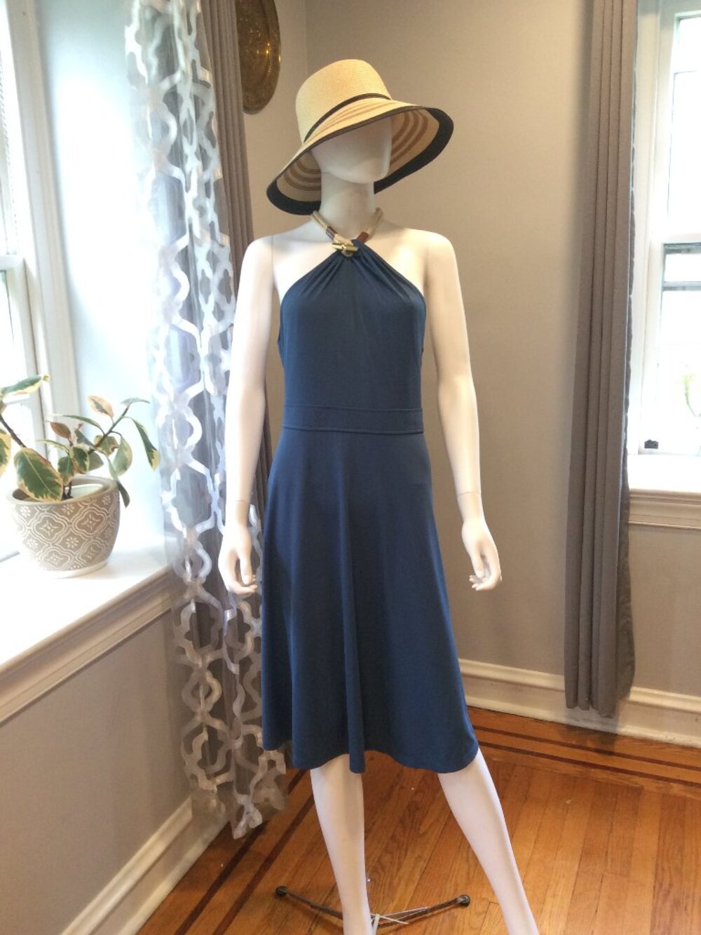 Lauren Ralph Lauren Navy Halter Midi Dress
